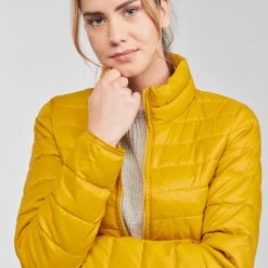 Vêtements Femme Doudounes Only ONLNEWTAHOE Jaune -Manteaux Soldes Magasin 20417156 500 E