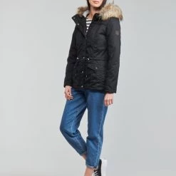Vêtements Femme Parkas Only ONLKATIE Noir -Manteaux Soldes Magasin 20417164 500 C