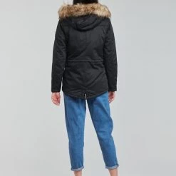 Vêtements Femme Parkas Only ONLKATIE Noir -Manteaux Soldes Magasin 20417164 500 D