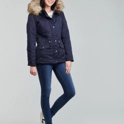 Vêtements Femme Parkas Only ONLKATIE Marine -Manteaux Soldes Magasin 20417165 500 C