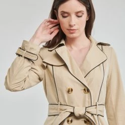 Vêtements Femme Trenchs Naf Naf BIAISA Beige -Manteaux Soldes Magasin 21098165 500 E