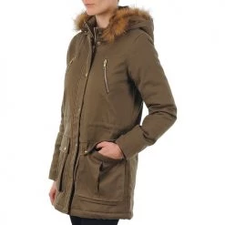 Vêtements Femme Parkas School Rag PARKLEY Kaki -Manteaux Soldes Magasin 214842 500 C