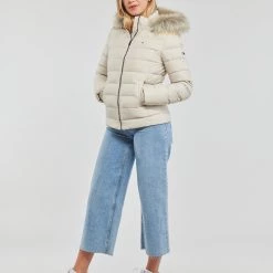 Vêtements Femme Doudounes Tommy Jeans TJW BASIC HOODED DOWN JACKET Beige -Manteaux Soldes Magasin 22646118 500 C
