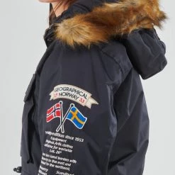 Vêtements Femme Parkas Geographical Norway BRIDGET Marine -Manteaux Soldes Magasin 22796290 500 E