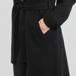 Vêtements Femme Manteaux Vila VIPOKO LONG BELT COAT Noir -Manteaux Soldes Magasin 22796809 500 E