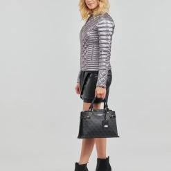 Vêtements Femme Doudounes Guess NEW VONA Argenté -Manteaux Soldes Magasin 22798857 500 C