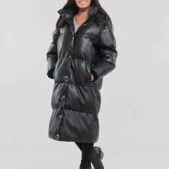 Vêtements Femme Doudounes Guess EMILIE LONG JACKET Noir -Manteaux Soldes Magasin 22798952 500 C