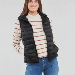Vêtements Femme Doudounes Only ONLNEWTAHOE HOOD WAISTCOAT OTW NOOS Noir -Manteaux Soldes Magasin 22871856 500 B