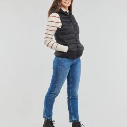 Vêtements Femme Doudounes Only ONLNEWTAHOE HOOD WAISTCOAT OTW NOOS Noir -Manteaux Soldes Magasin 22871856 500 C