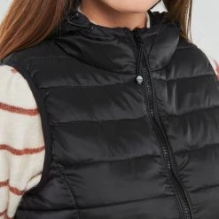 Vêtements Femme Doudounes Only ONLNEWTAHOE HOOD WAISTCOAT OTW NOOS Noir -Manteaux Soldes Magasin 22871856 500 E