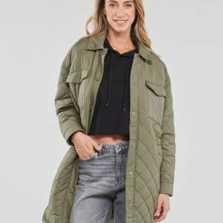 Vêtements Femme Doudounes Only ONLNEWTANZIA LONG QUILT SHACKET CC OTW Kaki -Manteaux Soldes Magasin 22871862 500 B