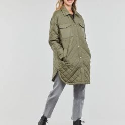 Vêtements Femme Doudounes Only ONLNEWTANZIA LONG QUILT SHACKET CC OTW Kaki -Manteaux Soldes Magasin 22871862 500 C
