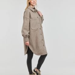 Vêtements Femme Manteaux Only ONLTRILLION L/S OVRS SHACKET PNT NOOS Marron -Manteaux Soldes Magasin 22871869 500 C