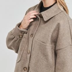 Vêtements Femme Manteaux Only ONLTRILLION L/S OVRS SHACKET PNT NOOS Marron -Manteaux Soldes Magasin 22871869 500 E