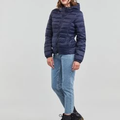 Vêtements Femme Doudounes Only ONLTAHOE HOOD JACKET OTW NOOS Bleu -Manteaux Soldes Magasin 22871870 500 C