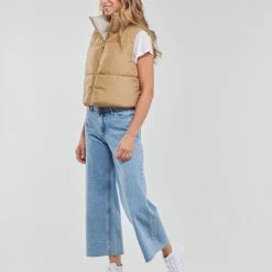 Vêtements Femme Doudounes Only ONLRICKY REV.SHORT WAISTCOAT OTW NOOS Marron / Blanc -Manteaux Soldes Magasin 22871875 500 C