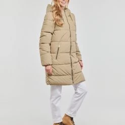 Vêtements Femme Doudounes Only ONLDOLLY LONG PUFFER COAT OTW NOOS Beige -Manteaux Soldes Magasin 22871905 500 C