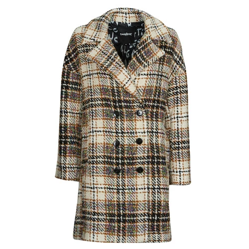 Vêtements Femme Manteaux Desigual COAT DUKE Ecru / Gris / Moutarde 4 Vêtements Femme Manteaux Desigual COAT DUKE Ecru / Gris / Moutarde – Image 2