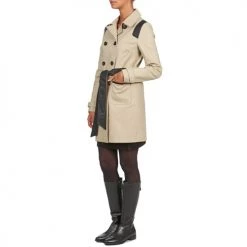 Vêtements Femme Trenchs Naf Naf BARTABA Beige / Noir -Manteaux Soldes Magasin 572962 500 C