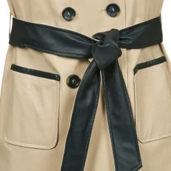 Vêtements Femme Trenchs Naf Naf BARTABA Beige / Noir -Manteaux Soldes Magasin 572962 500 E