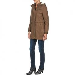 Vêtements Femme Manteaux Naf Naf ABHEIGE Marron -Manteaux Soldes Magasin 573047 500 D