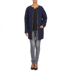 Vêtements Femme Manteaux Naf Naf ALYSON Marine -Manteaux Soldes Magasin 573052 500 B