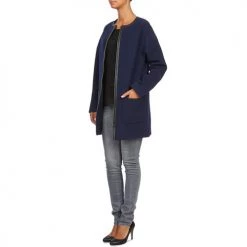 Vêtements Femme Manteaux Naf Naf ALYSON Marine -Manteaux Soldes Magasin 573052 500 C