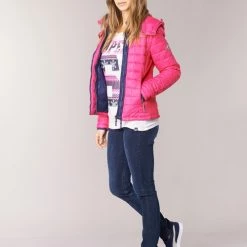 Vêtements Femme Doudounes Superdry FUJI BOX QUILTED Rose -Manteaux Soldes Magasin 5811882 500 C
