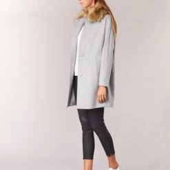 Vêtements Femme Manteaux Naf Naf ADOUTA Gris -Manteaux Soldes Magasin 5896874 500 C