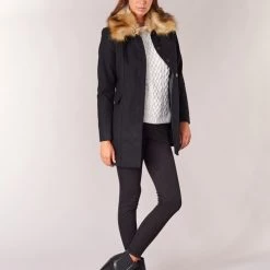 Vêtements Femme Manteaux Naf Naf APRAGA Noir -Manteaux Soldes Magasin 5896876 500 C