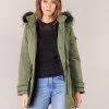 Vêtements Femme Parkas Naf Naf BUJOLIE Kaki -Manteaux Soldes Magasin 5896883 500 B