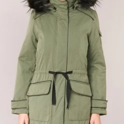 Vêtements Femme Parkas Naf Naf BUJOLIE Kaki -Manteaux Soldes Magasin 5896883 500 D