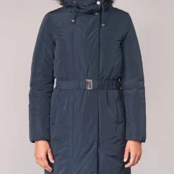 Vêtements Femme Parkas Geox KENLY Marine -Manteaux Soldes Magasin 7761580 500 D