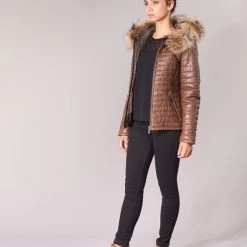 Vêtements Femme Doudounes Oakwood HAPPY Cognac -Manteaux Soldes Magasin 8024297 500 C