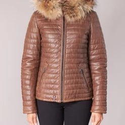 Vêtements Femme Doudounes Oakwood HAPPY Cognac -Manteaux Soldes Magasin 8024297 500 D