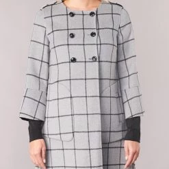 Vêtements Femme Manteaux Benetton MADJAR Noir / Gris -Manteaux Soldes Magasin 8025468 500 D