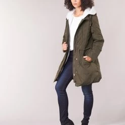 Vêtements Femme Parkas Naf Naf BUPOEME Kaki -Manteaux Soldes Magasin 8048527 500 C