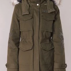 Vêtements Femme Parkas Ikks BLEEZ Kaki -Manteaux Soldes Magasin 8086425 500 D