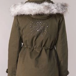 Vêtements Femme Parkas Ikks BLEEZ Kaki -Manteaux Soldes Magasin 8086425 500 E