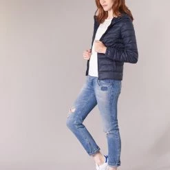 Vêtements Femme Doudounes Only ONLTAHOE Marine -Manteaux Soldes Magasin 8831150 500 C
